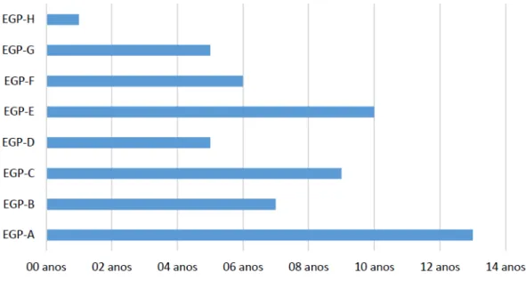 Gráfico 4 - Idade dos EGPs Estudados em Campo.  Fonte: o autor.