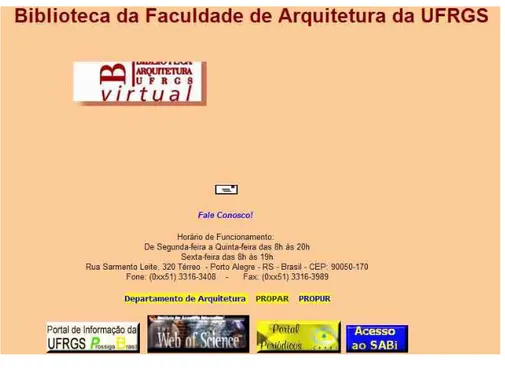 Figura 14 – Parte inferior d página da BFARQ  Fonte:  http://www.ufrgs.br/bfarq/index.htm