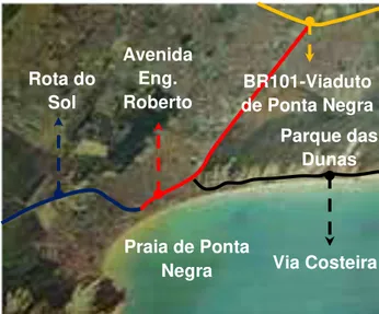 Figura 11: Parte da rede costeira natalense  – investimentos via PRODETUR/NE.  Fonte: Modificado a partir de imagens cedidas pela SEMURB, 2009.