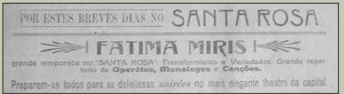 FIGURA 19: Encarte do jornal local ‘A União’ com divulgação de grande temporada da artista Fátima Miris no 
