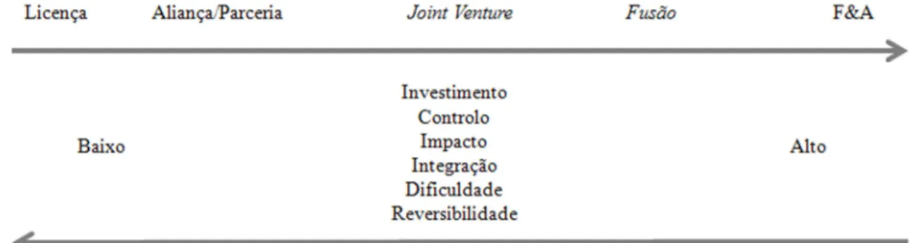 Figura 1 – Diferentes tipos de combinação estratégica  Fonte: Barros (2003) 