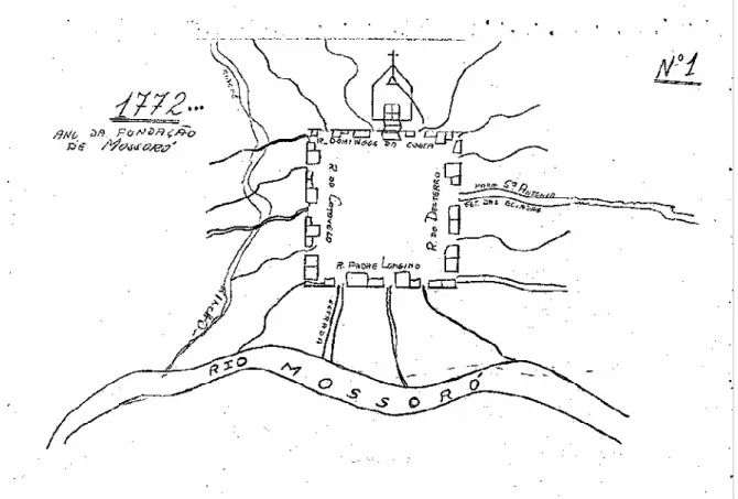 FIGURA 2.7: Planta do Arraial de Santa Luzia do Mossoró. 1772  Fonte: Raimundo Nonato da Silva, em Evolução Urbanística de Mossoró