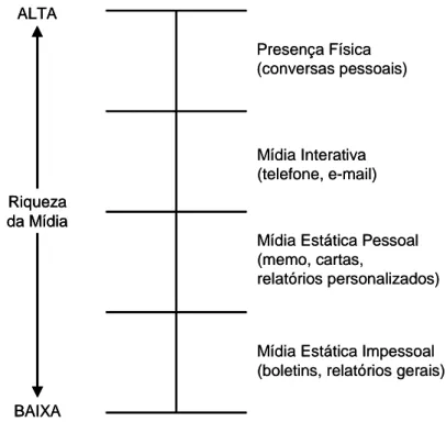 Figura 8 – Hierarquia da Riqueza da Mídia (adaptado de DAFT; LENGEL, 1988, p. 226) 