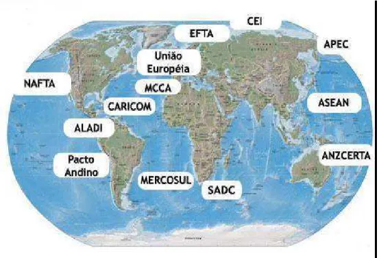 Figura 8 - Mapa mundial com os principais blocos econômicos. 