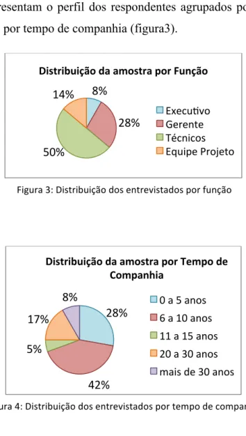 Figura	
  3:	
  Distribuição	
  dos	
  entrevistados	
  por	
  função	
  