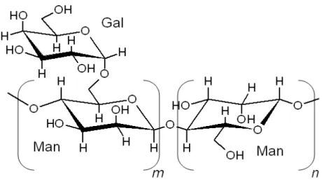 FIGURA  4.  Estrutura  parcial  da  galactomana  e  suas  respectivas  unidades  monossacarídicas