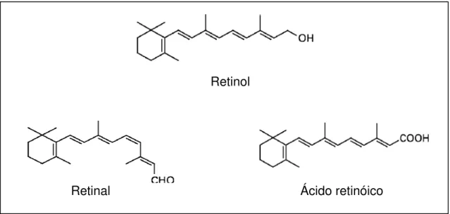 Figura 3. Estruturas químicas de alguns retinóides com ação de vitamina A. 