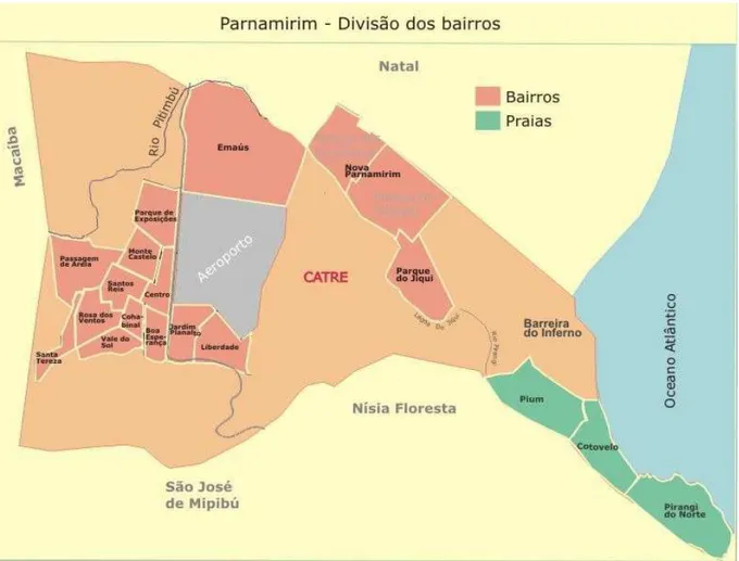 Figura 2.12: Mapa de localização do Município de Parnamirim/RN.  Fonte: Prefeitura Municipal de Parnamirim (2008)