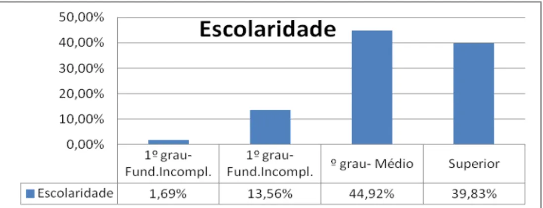 Figura 4.2  Perfil da amostra quanto à escolaridade (Pesquisa de campo, julho/2011).