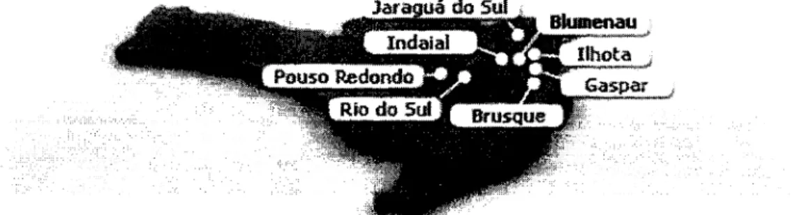 Figura 3 - Distribuição Geográfica das agências da ICC-Blusol 