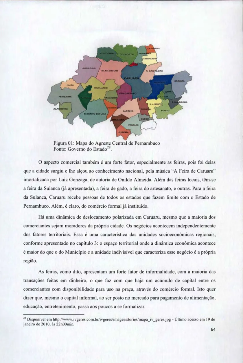 Figura 01:  Mapa do Agreste Central de Pernambuco  Fonte:  Governo do Estad0 28 . 