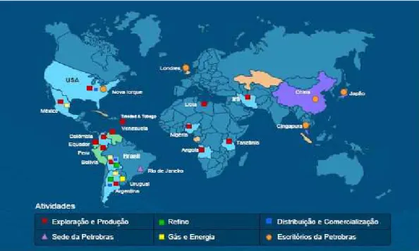 Figura 5 - Petrobras: Operações da Empresa no Mundo  Fonte: BALCEIRO (2006, p.7).    