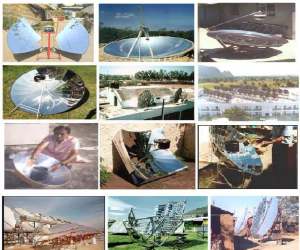 FIGURA 3 - Modelos de fogões solares à concentração fabricados e testados em vários  países do mundo