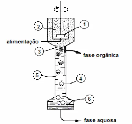 Figura 2.8. Desenho esquemático de um Misturador Decantador à Inversão de Fases (Hadjiev  et al., 1992) 