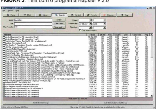 FIGURA 3:  Tela com o programa  Napster v 2.0 