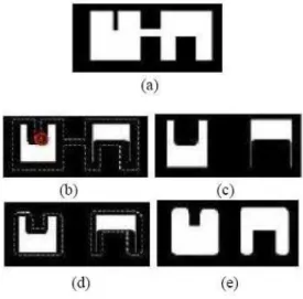 Figura 2.5: Efeitos da operação de abertura em uma imagem binária