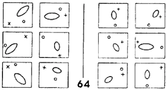 Figura 2.1.  Bongard Problem BP#64.  [de  M.M.  Bongard. Pattem Recognítion.  Spartan Books,  1970.) 