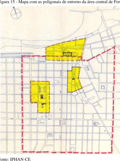 Figura 15 - Mapa com as poligonais de entorno da área central de Fortaleza. 