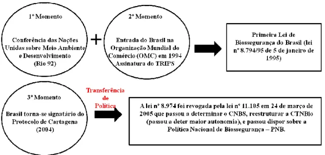 Figura 2.0 – Três momentos de influência externa na questão dos OGM 