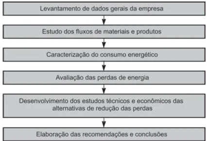 Figura 5 – Etapas de Elaboração de Diagnóstico Energético (Fonte: Marques et al, 2007) 