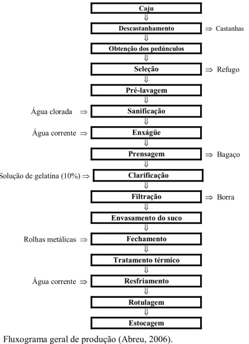 Figura 2.1. Fluxograma geral de produção (Abreu, 2006). 
