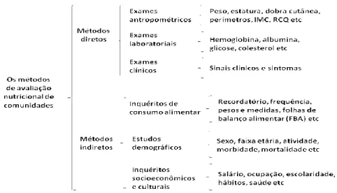 Figura 3: Métodos de avaliação do estado  nutricional de coletividades. Fonte:  Vasconcelos (2008, pág