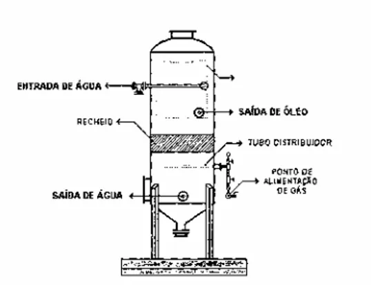 Figura 2. 4. Modelo de um flotador vertical a ar induzido com recheio de polieletrólito  (Santos, 2004)