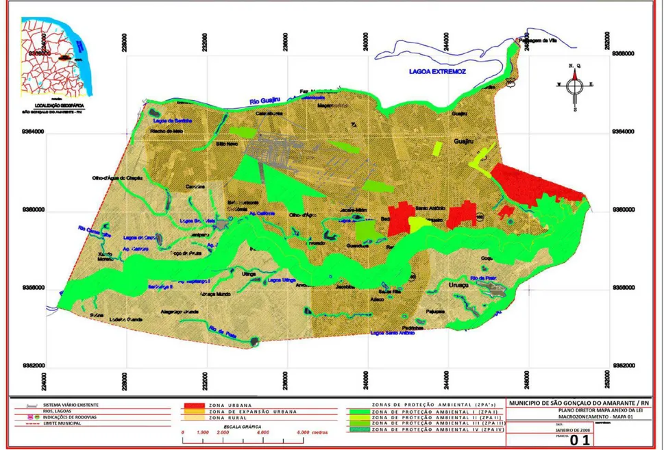 Figura 3 - Mapa de Macrozoneamento do município de São Gonçalo do Amarante-RN, indicando  as ZPA’s e as áreas adensáveis