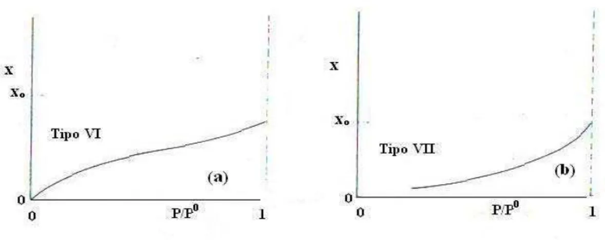 Figura  2.7–  Classificação  complementar  de  Adamson/Tadros – Isotermas  de  adsorção;(a)  Tipo VI (b)  Tipo VII 