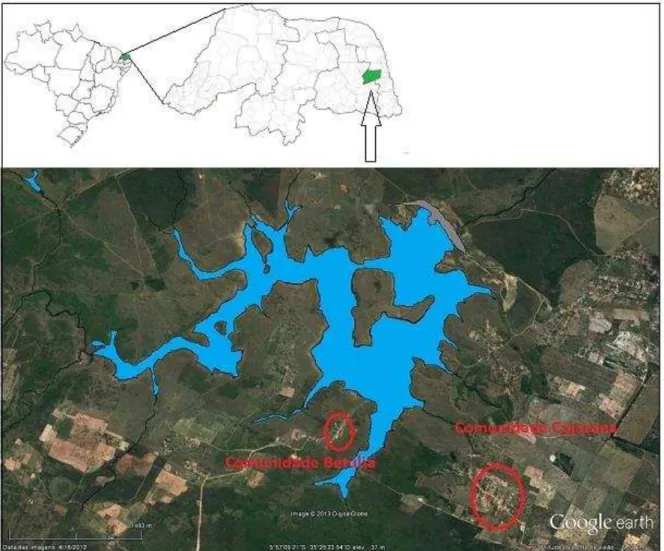 Figura 01: Localização do reservatório Tabatinga e das comunidades Betúlia e 