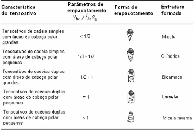 Tabela 2.7 – Formas de empacotamento em função dos valores de N S   (Fonte: Jönsson, et al