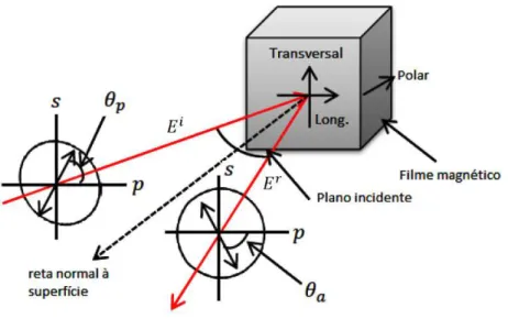FIGURA  2.7-  Ilustração  do  plano  de  polarização  e  dos  ângulos  do  polarizador  e  analisador  em  relação  às 