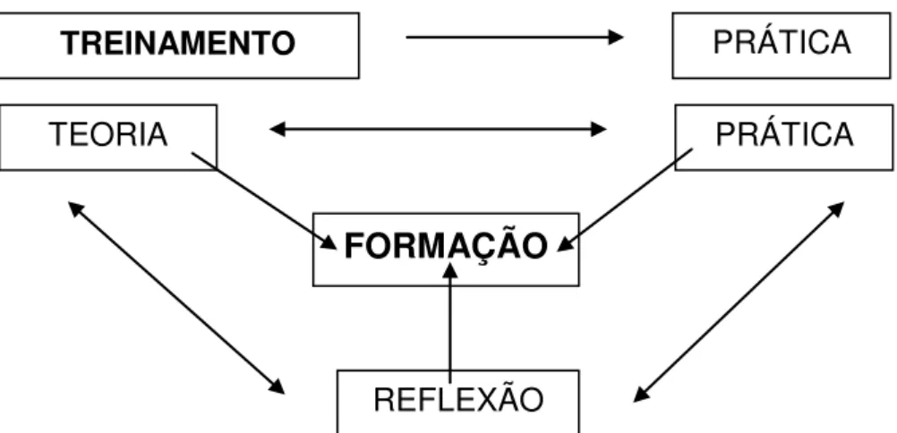 Figura 1  – O processo de treinamento e formação (adaptado de LEFFA, 2001, p. 336)  