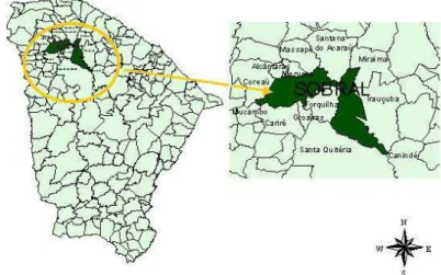 Figura 3: Mapa do estado do Ceará com a localização do município de Sobral. 