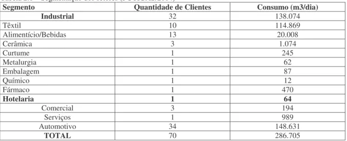 Tabela 2.1 – Segmentação dos setores (POTIGÁS/2004)