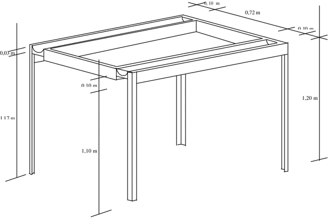 Figura 10: Visão da base do destilador em perspectiva com cotas 