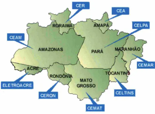 Figura 4.1  - Mapa das  concessionárias de distribuição de  energia (região Norte) 