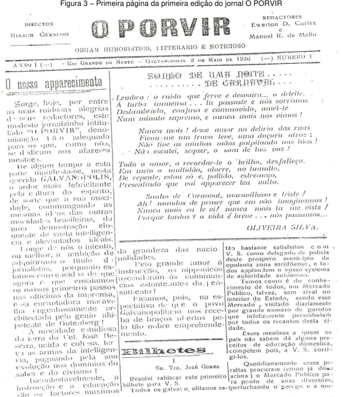 Figura 3  – Primeira página da primeira edição do jornal O PORVIR 