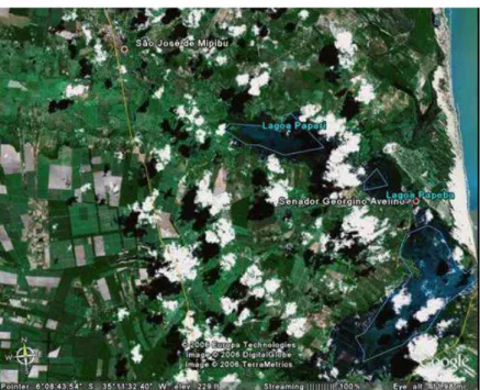 Figura 4.3 – Imagem de Satélite obtida no Google Earth, mostrando a intensa atividade  agrícola na região da área de estudo