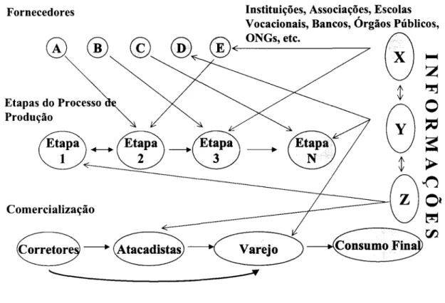 Figura 2 - Funcionamento de um  Cluster  Fornecedores  ®  Etapas do  Processo  Produção  Comercialização  ©  ® 