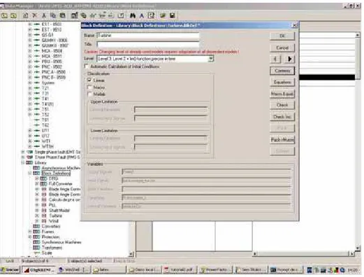 Figura 3.7: Interface do programa PowerFactory T M do bloco que contém o modelo da turbina.