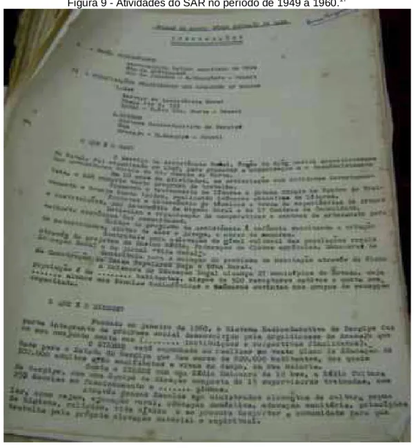 Figura 9 - Atividades do SAR no período de 1949 a 1960. 17