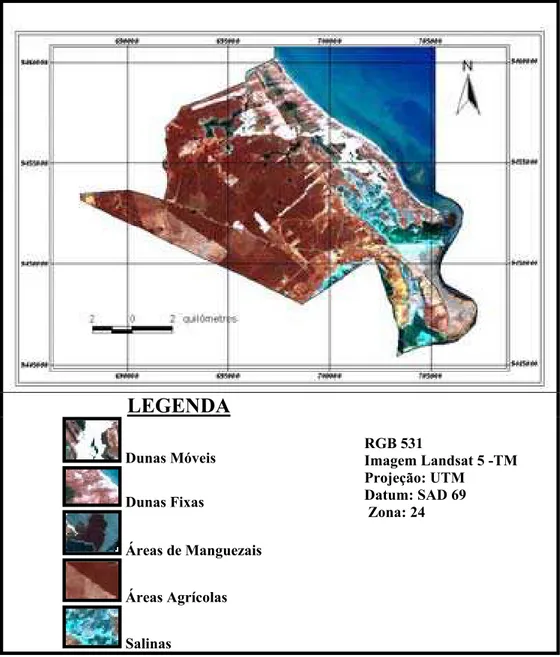 Figura 17: Composição Colorida em RGB das bandas 5, 3 e 1 do Satélite Landsat 5 – TM.Imagem obtida no