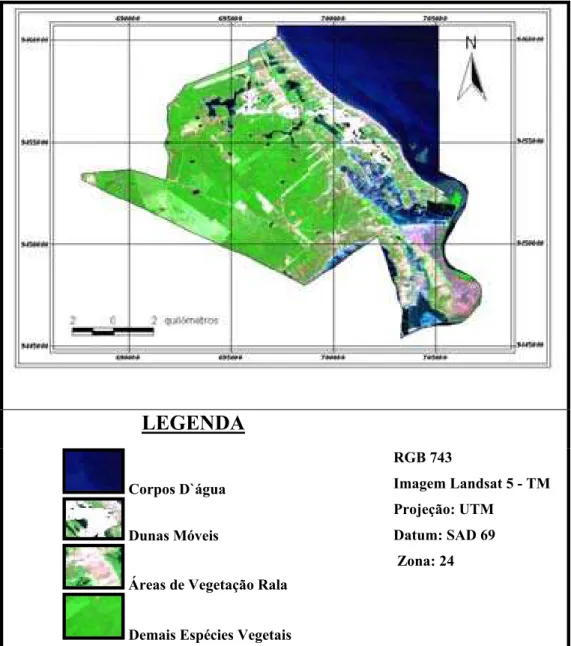 Figura 18: Composição Colorida em RGB das bandas 7, 4 e 3 do Satélite Landsat 5 – TM. Imagem obtida