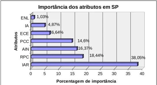 GRÁFICO 6: Importância dos atributos no estado de São Paulo  Fonte: Elaborado pelo autor
