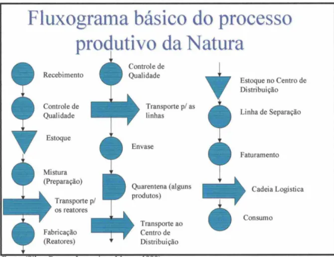 Figura 10. Fluxograma Sintético do Processo Produtivo da Natura. 