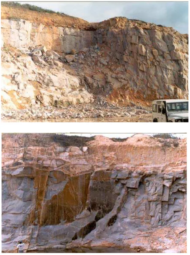 Figura 4.4 - A presença de cobertura sedimentar/solo/rocha alterada, delimitada na foto,