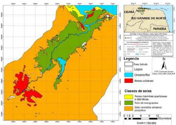 Figura 1.4 - Mapa de solos simplificado do estuário Apodi-Mossoró – RN. 