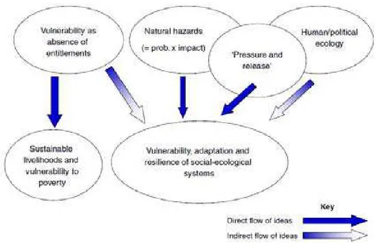 Figura 2.1 – Tradições nas pesquisas sobre o conceito de vulnerabilidade e sua evolução  (Adeger, 2006)