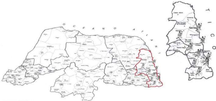 Ilustração 5: Mapa dn ocorrência do coco dn zambê no RN